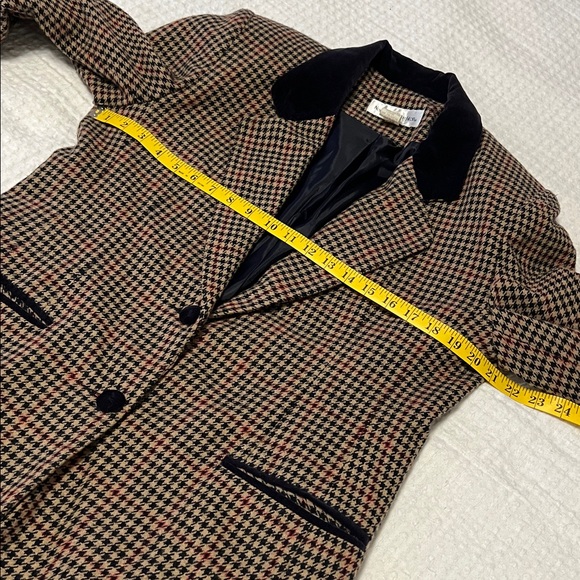 Vintage Norton McNaughton Houndstooth Women's Blazer with Velvet Collar Size 12 - Picture 13 of 16
